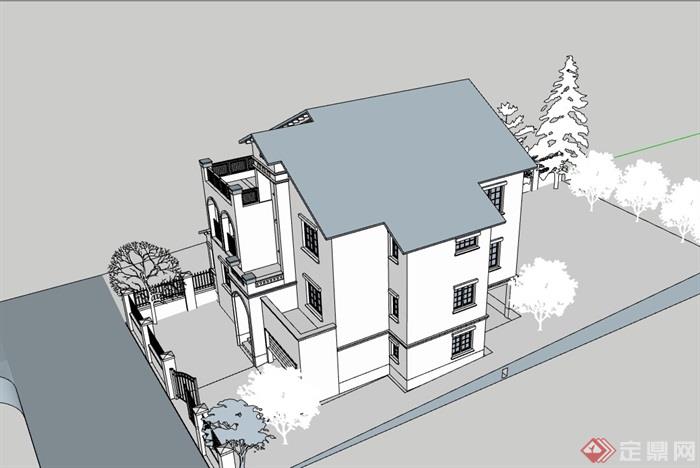 托斯卡纳风格详细多层别墅设计su模型