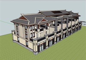 古典中式风格住宅别墅设计SU(草图大师)模型
