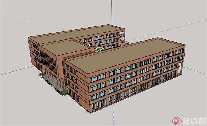 某现代四层详细的教学楼建筑设计su模型