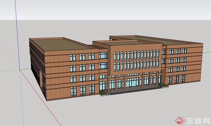 某现代四层详细的教学楼建筑设计su模型