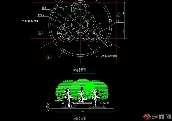 园林景观详细的节点树池设计cad施工图
