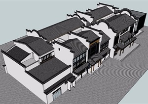 古典中式沿街古建商业建筑设计SU(草图大师)模型