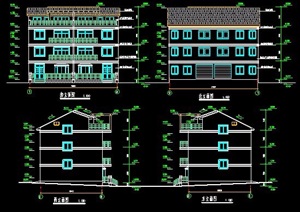 三层连拼住宅楼建筑设计图纸