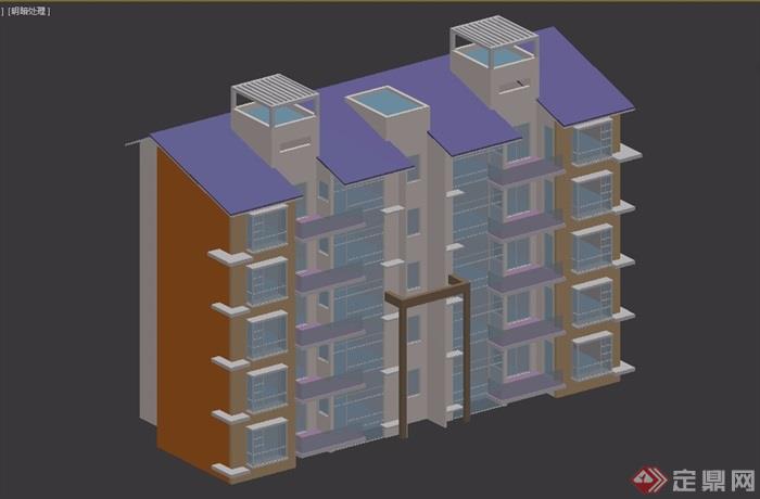 五层欧式风格住宅洋房建筑楼设计3d模型