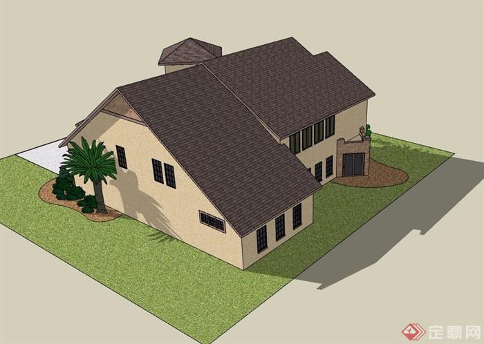 两层详细的欧式风格详细的别墅设计su模型