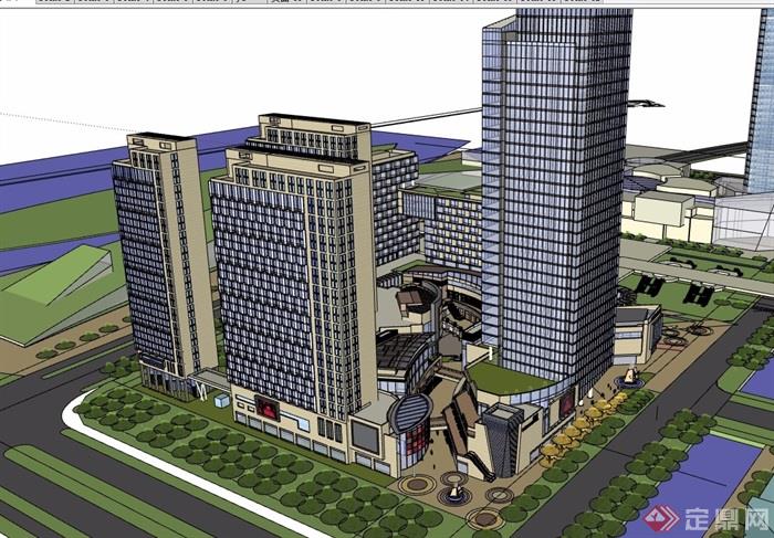 某商业中心办公建筑综合楼设计su模型