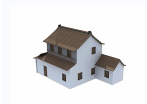 两层民居中式住宅楼建筑设计3d模型及效果图