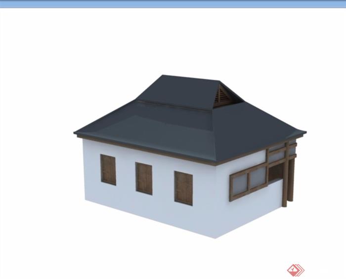 某中式风格住宅民居建筑3d模型及效果图