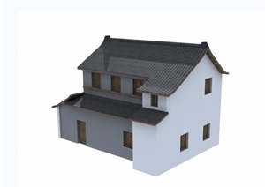 中式详细的民居住宅楼设计3d模型及效果图