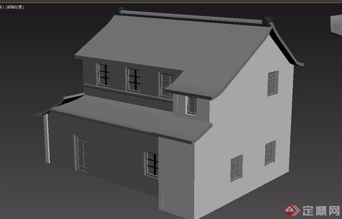 中式详细的民居住宅楼设计3d模型及效果图
