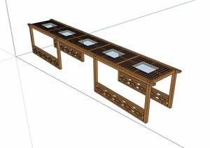 详细的现代风格木廊架素材设计SU(草图大师)模型