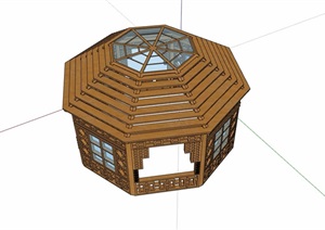 独特造型防腐木廊架素材设计SU(草图大师)模型