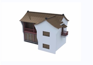 两层详细的住宅楼建筑素材设计3d模型及效果图