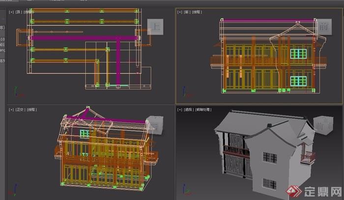 两层详细的住宅楼建筑素材设计3d模型及效果图