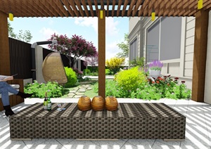 别墅庭院花园景观设计SU(草图大师)模型