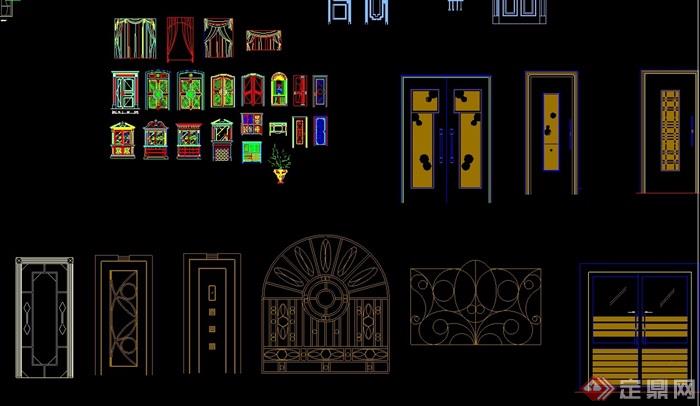 多种不同的常用门窗素材CAD图块