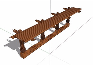 防腐木质廊架素材设计SU(草图大师)模型