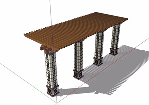 某景观节点防腐木廊架素材设计SU(草图大师)模型