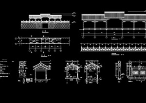 连体结构廊亭素材设计cad施工图