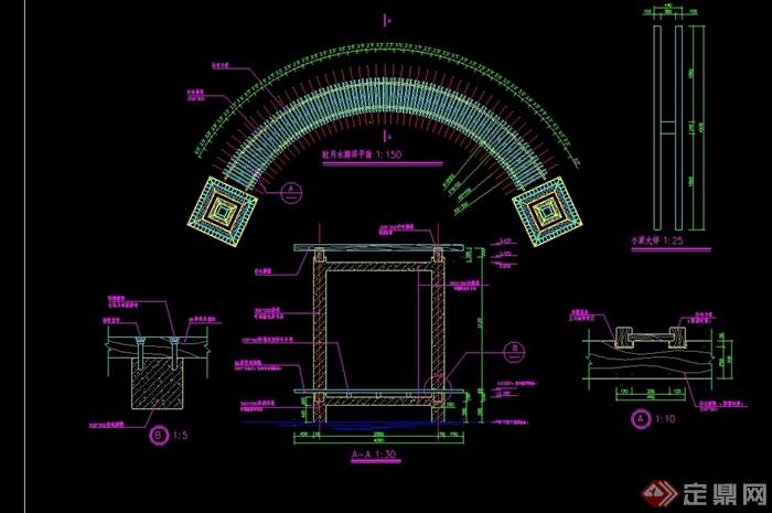 驻月水廊素材设计cad施工详图
