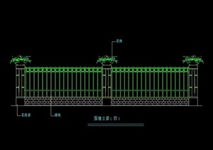 五种园林景观节点围墙栏杆素材设计cad方案图