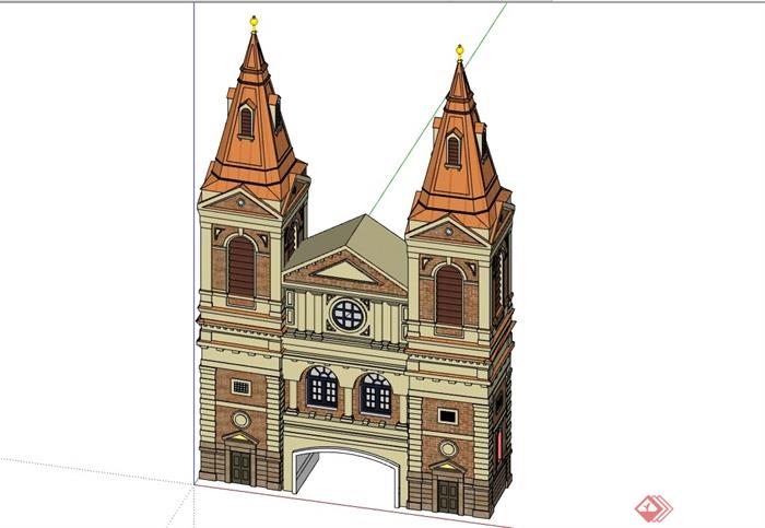 某英式风格详细的入口大门建筑设计su模型