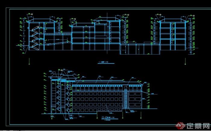 某现代独特教学楼建筑cad施工图全套