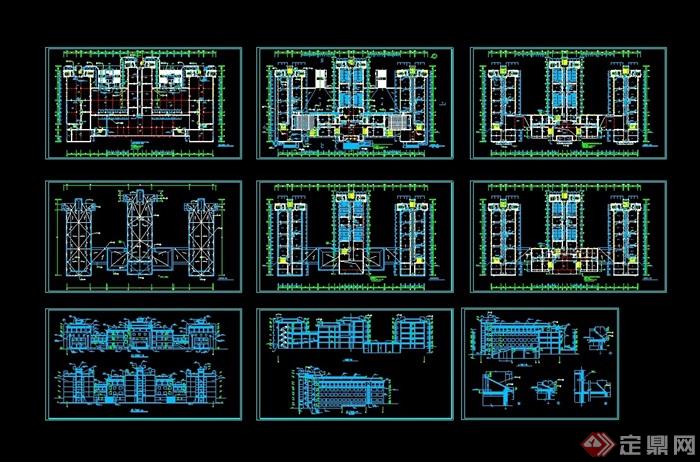 某现代独特教学楼建筑cad施工图全套