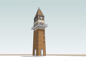 欧式园林景观详细的塔节点素材设计SU(草图大师)模型