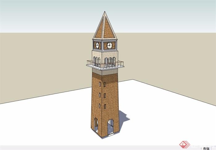 欧式园林景观详细的塔节点素材设计su模型