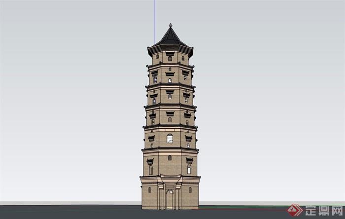 古典中式园林景观详细的塔节点素材设计su模型