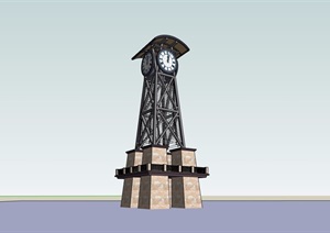 园林景观独特钟塔节点素材设计SU(草图大师)模型