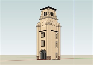 西班牙详细的塔节点素材设计SU(草图大师)模型