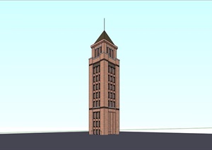 英式景观详细的塔节点素材设计SU(草图大师)模型