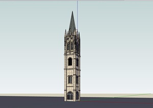 法式风格详细的塔节点素材设计SU(草图大师)模型