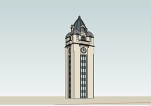 欧式风格景观详细的钟塔素材设计SU(草图大师)模型