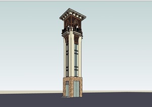 欧式详细的塔节点素材设计SU(草图大师)模型