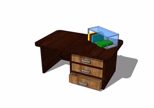 现代风格书桌详细完整设计SU(草图大师)模型