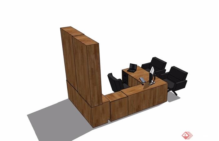现代风格书桌椅、柜子详细完整设计su模型