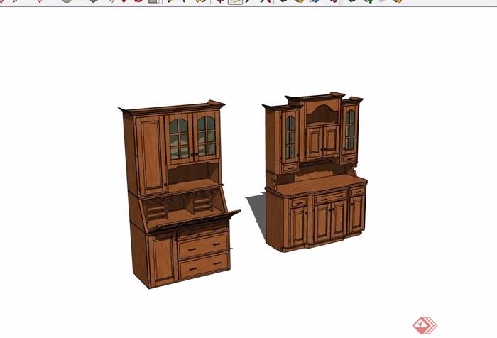 现代风格两个柜子详细完整设计su模型