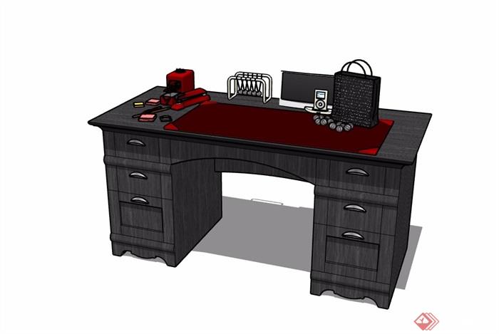 现代风格办公书桌详细完整设计su模型