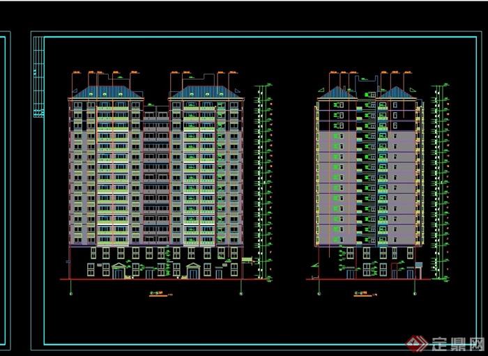 湘江明珠高层住宅建筑设计cad平立面图