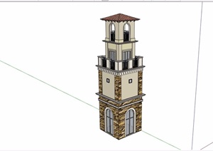 欧式园林景观节点钟塔设计SU(草图大师)模型