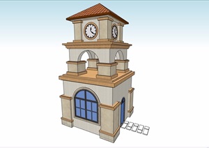 欧式风格景观节点钟塔设计SU(草图大师)模型