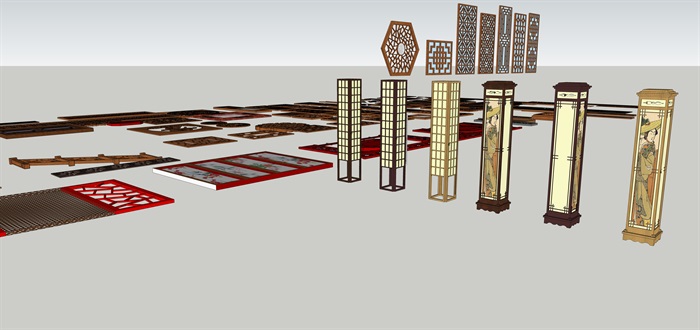 中式雕花灯具的SU模型各种类型(4)