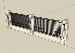 现代风格栏杆围墙素材设计SU(草图大师)模型