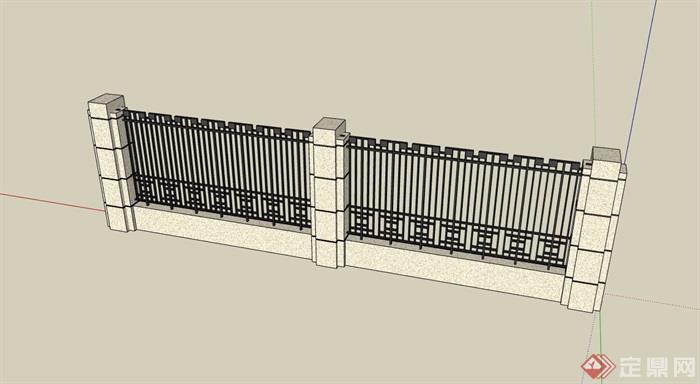 现代风格栏杆围墙素材设计su模型