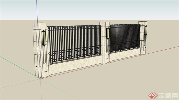 现代风格栏杆围墙素材设计su模型
