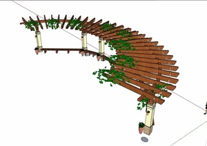 欧式风格景观景观木质廊架SU(草图大师)模型