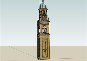 欧式风格详细的完整塔素材设计SU(草图大师)模型